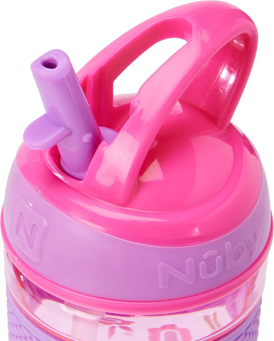 NUBY Hard Straw Cup tritánová fľaša so slamkou 3 l+ 360 ml, KVETY
