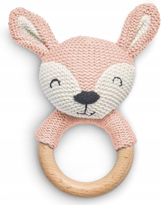 JOLLEIN bavlneno-drevený hrkálkový uchopovač JELEŇ 13 cm
