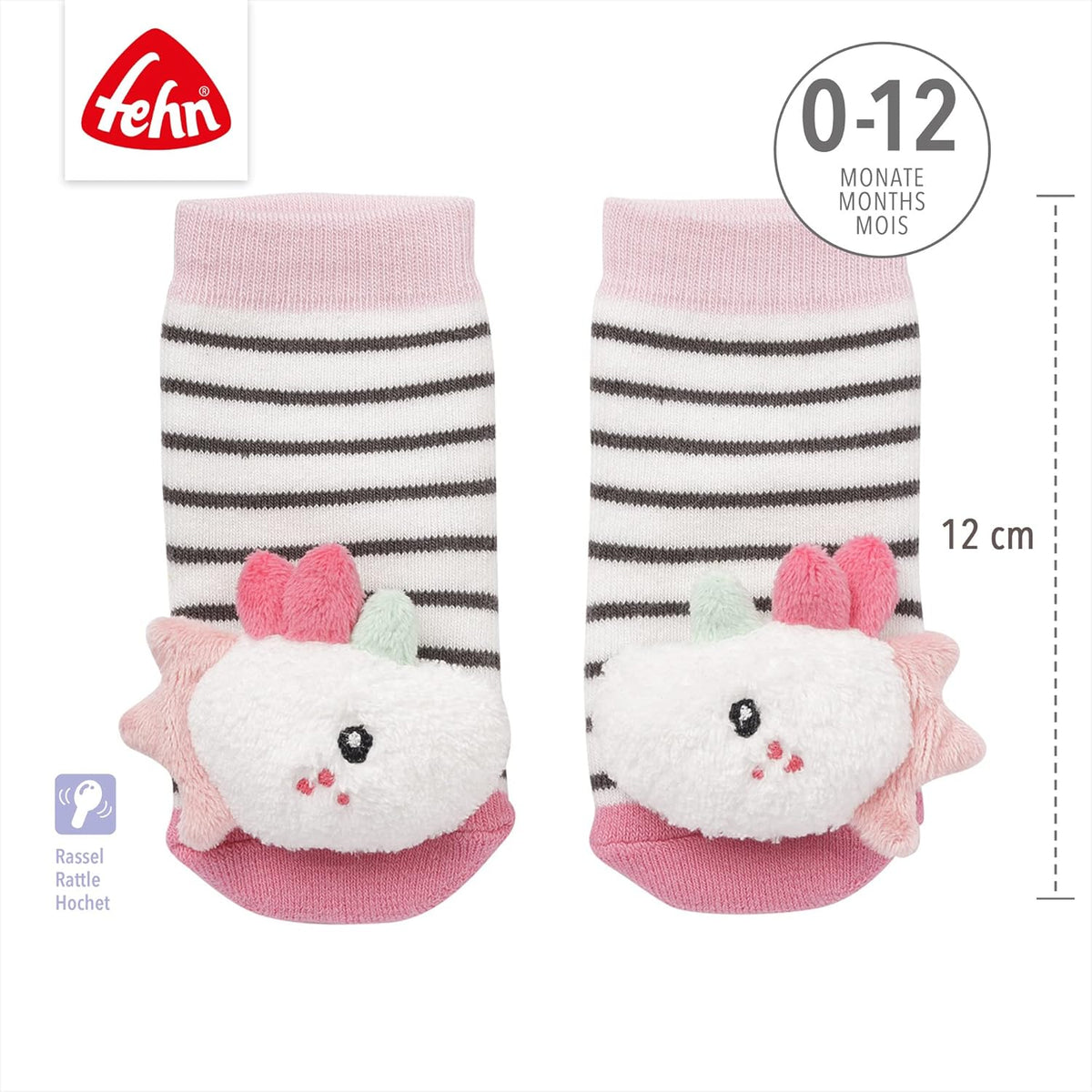 FEHN Aiko&Yuki ponožky pre bábätká s hrkálkou 0-12 mes.