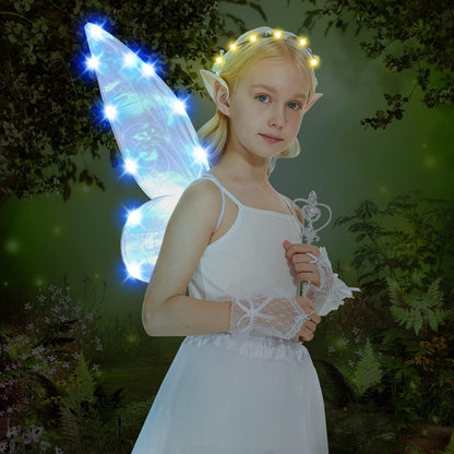FORMIZON vílie krídla s LED diódami + prútik, veniec a uši 46 x 65 cm