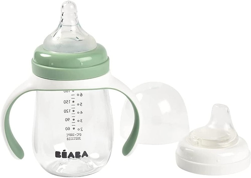 BEABA Training Bottle 2 v 1, netečúci pohárik s dvoma náustkami, 210 ml, od 4 mesiacov