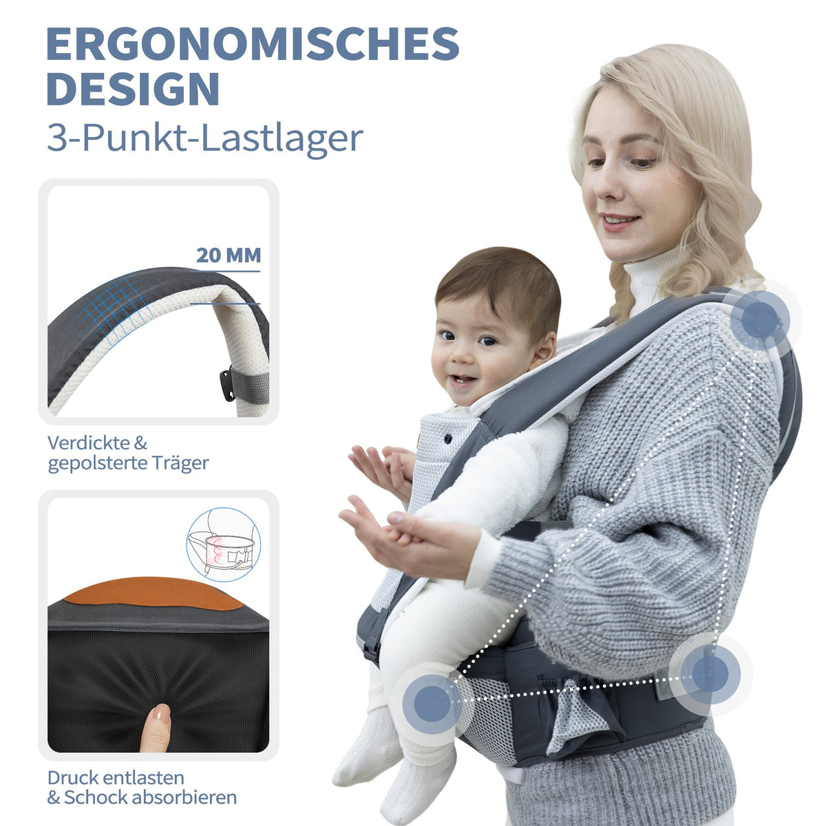 BESREY ergonomické nosidlo s bedrovým sedadlom 6v1