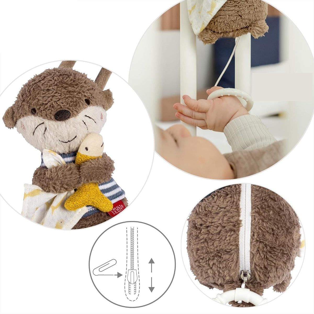 FEHN plüss zenélő függő VIDRA 17 cm Brahms altatódala