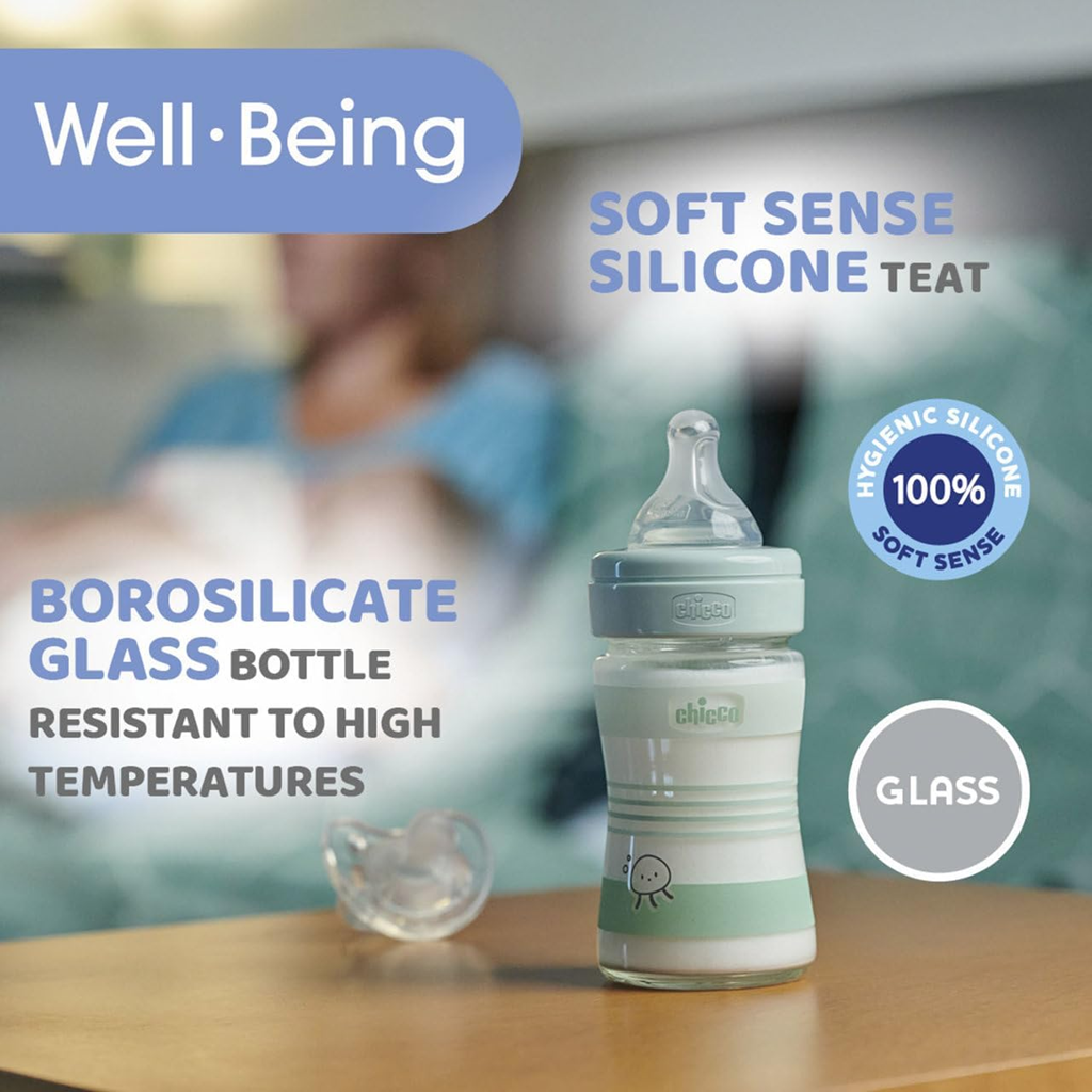 CHICCO fľaša Well Being 0m+ 150ml SKLO