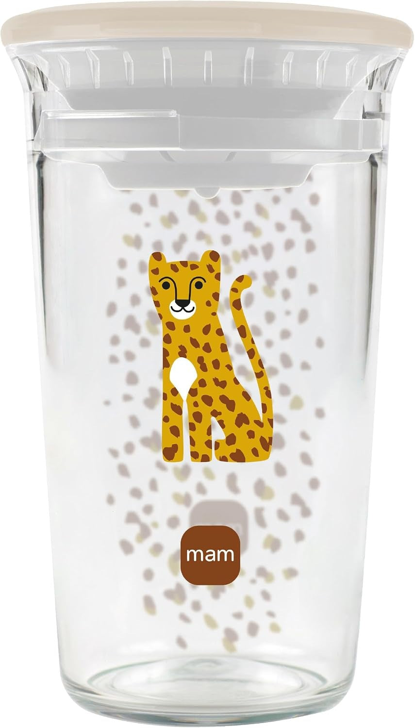 MAM Easy to Drink Cup hrnček s náustkom proti vyliatiu 360° 290 ml 8 m+ LEOPARD