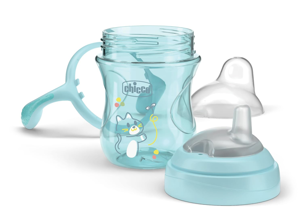 CHICCO Transition Cup netečúci pohár s náustkom a úchytmi 200 ml 4 m+