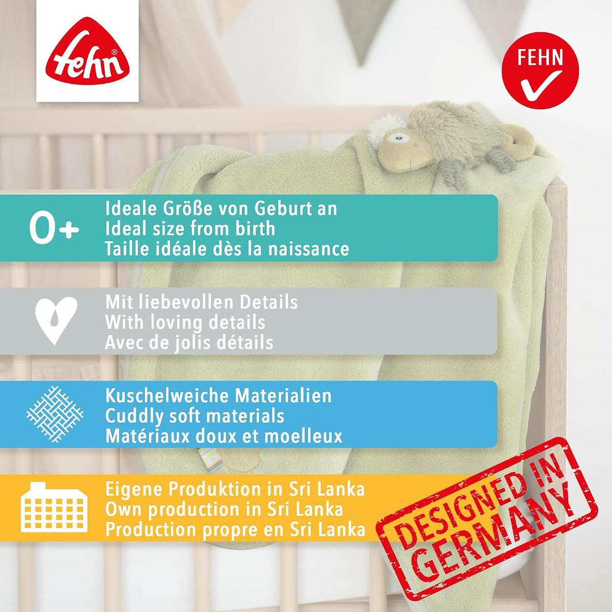 FEHN Malý zámok detská deka 75x100 cm s hrkálkou