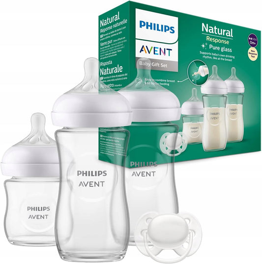 PHILIPS AVENT Natural Response sada 3 sklenených fliaš + cumlík