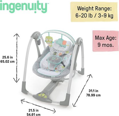 INGENUITY SWING'N GO hojdačka lehátko zvuk + pohyb
