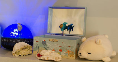 TROUSSELIER cutiuță pentru bijuterii cu mecanism muzical cu arc, fosforescentă în întuneric, OCEAN