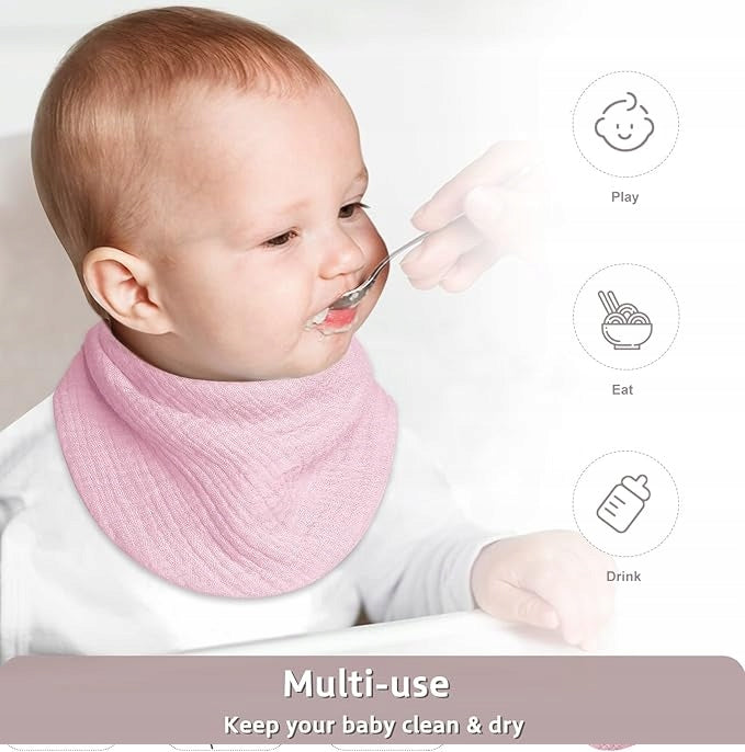 LULU MOON mušelínové podbradníky typu bandana na patentky 0–36 mesiacov x8
