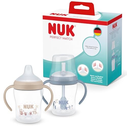 NUK Perfect Match kubki ze słomką 2x150 ml 6+ zestaw treningowy z miękkimi uchwytami