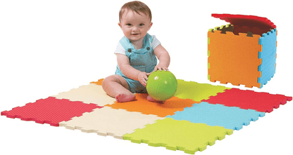 LUDI mata składana puzzle SENSORYCZNE 90x90, kolorowa piankowa mata edukacyjna z dzieckiem