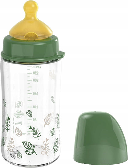 NIP Cherry Green sklenená fľaša s latexovým cumlíkom veľkosť M 240 ml