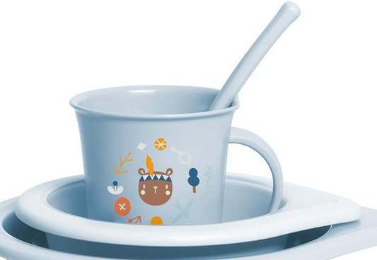 SUAVINEX set di stoviglie piatto tazza cucchiaino 3 pezzi.