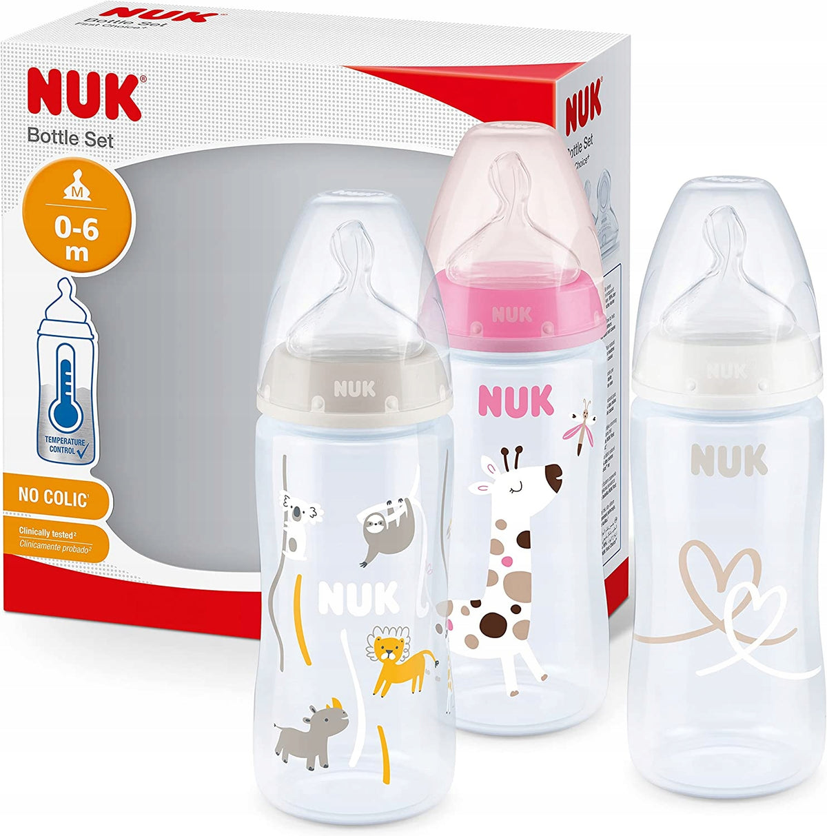 NUK No Colic zestaw butelek 3x 300 ml 0-6