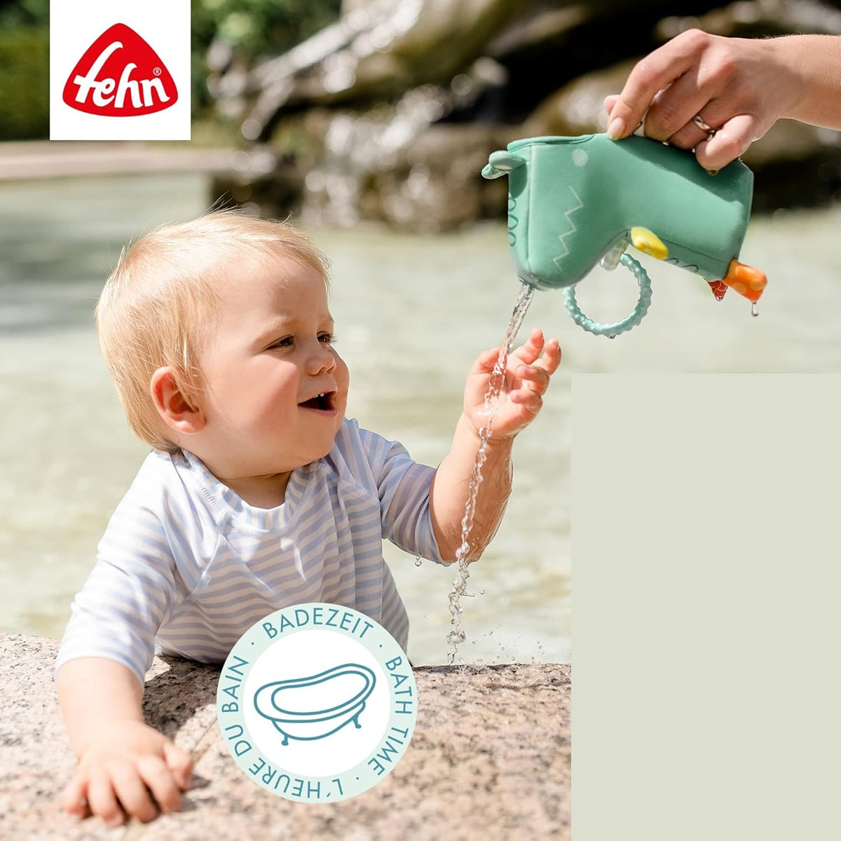 FEHN Plansch & Play krokodíl – kanvička, hračka do kúpeľa 10 x 16 cm