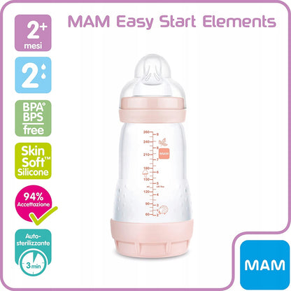 MAM Easy Start butelka antykolkowa 260ml 2m+ z silikonowym smoczkiem, BPA free, auto-sterylizująca