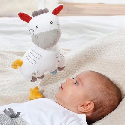 FEHN NATURE plyšová zebra s hracím strojčekom BioBavlna