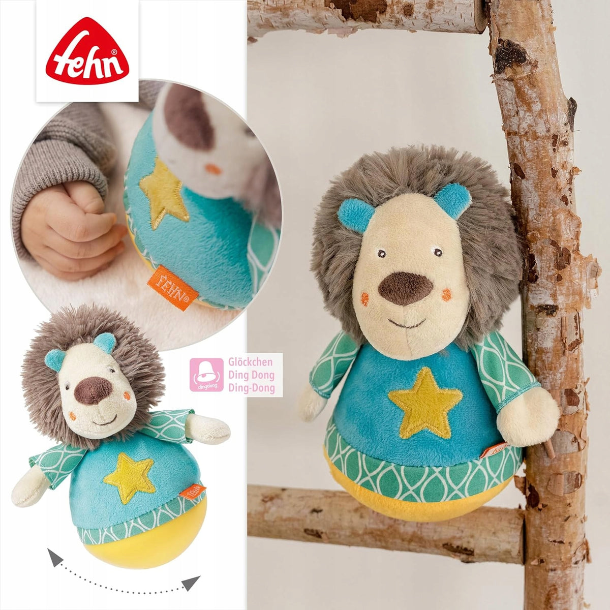 FEHN Funky Friend hrkálka STUHA 18 cm hrkálka LEV