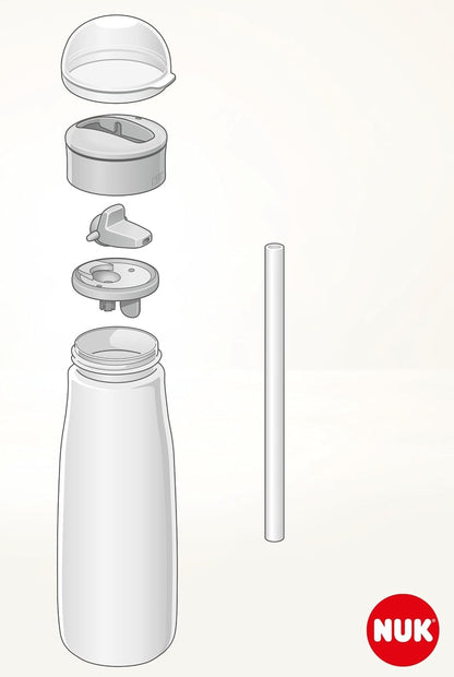 NUK Mini-Me Flip oceľová fľaša so slamkou a náustkom 500 ml 12 m+