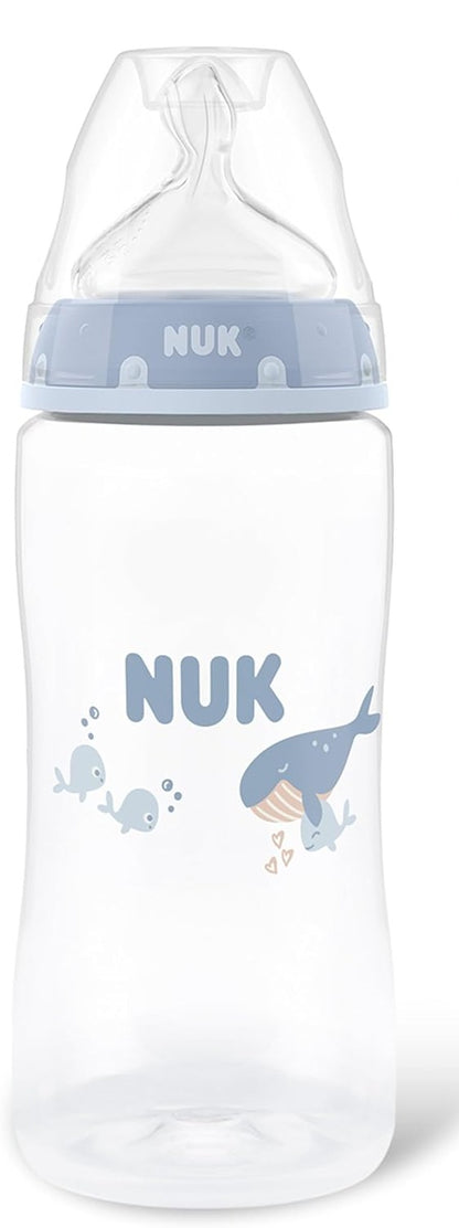 NUK First Choice fľaša 300 ml, cumlík M so stredným prietokom, od 3 mesiacov, VEĽRYBA