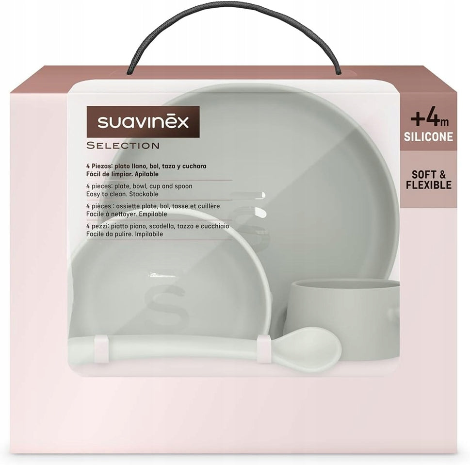 SUAVINEX Selection súprava silikónového riadu 4-dielna 4m+