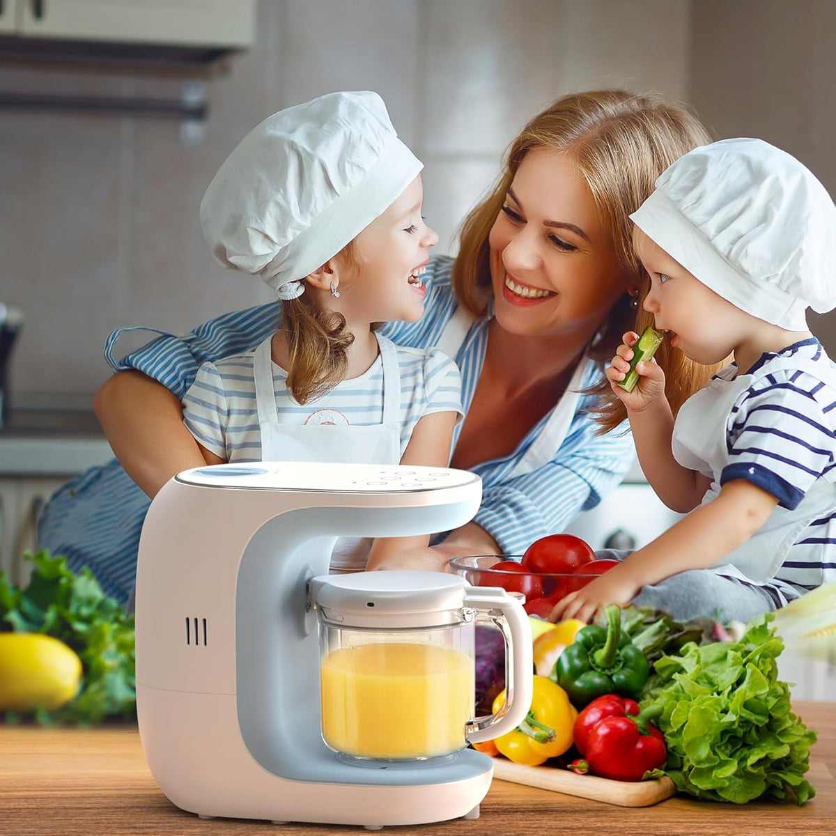 ECCOMUM5-in-1 food processorsteaming, thawing, automatic blending, manual blending, sterilisingspatula and