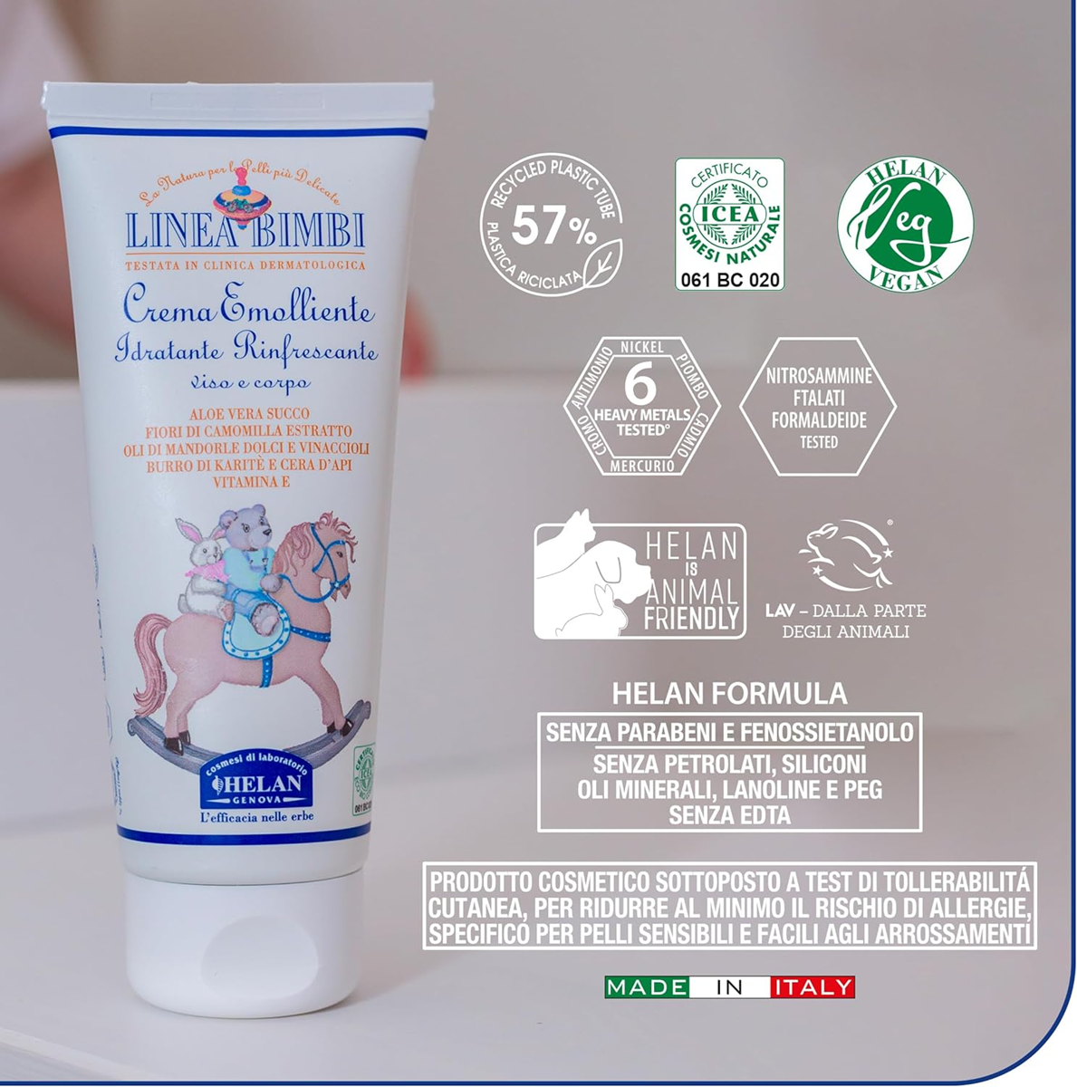 HELAN Linea Bimbi hydratačný a ochranný krém na telo a tvár dieťaťa 100 ml
