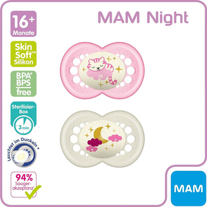 MAM ORIGINAL NIGHT upokojujúci cumlík x2 16m+
