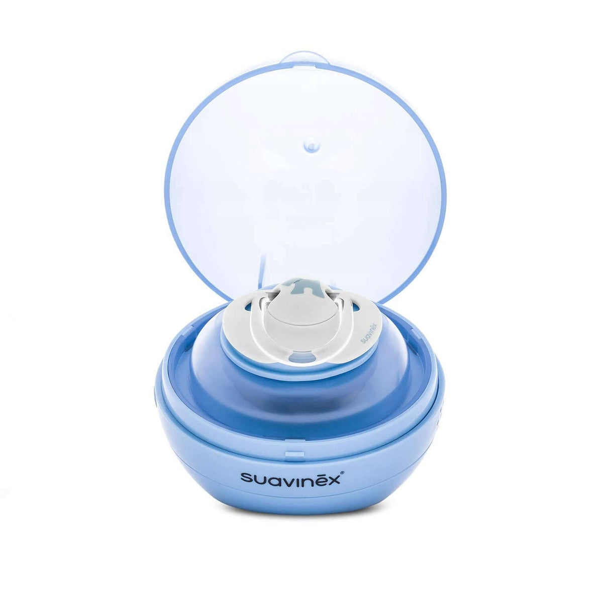 SUAVINEX Duccio STERYLIZATOR smoczków UV 9 cm, niebieski sterylizator smoczka z lampą UV