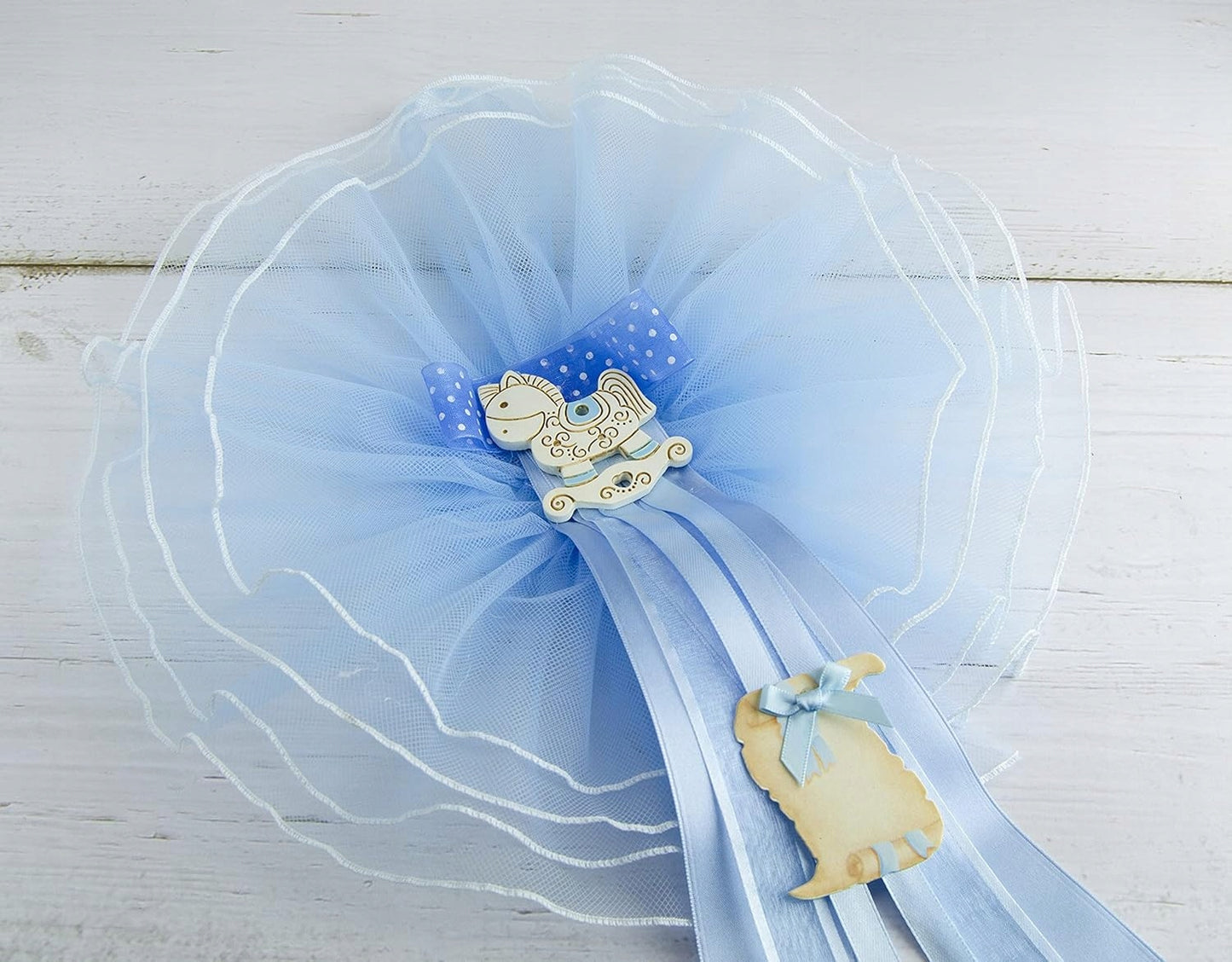 MARELI baby birth bow 32 cm ceramic tulle satin