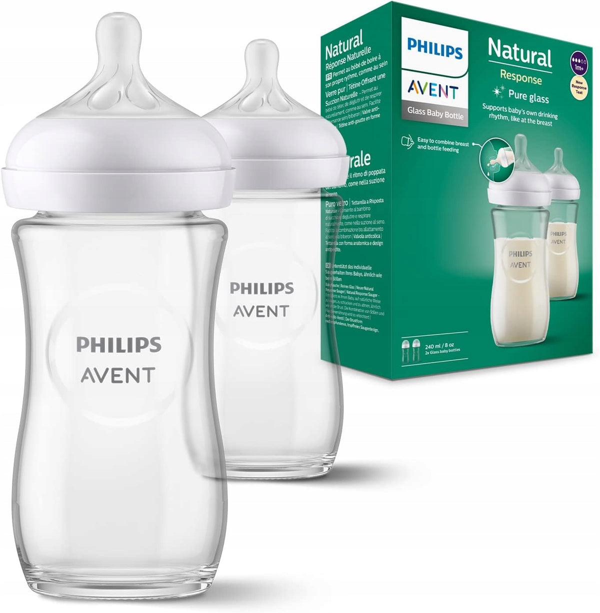 PHILIPS AVENT Natural RESPONSE fľaša 240 ml 1 mesiac+ SKLO x2