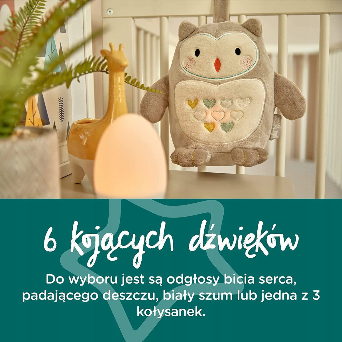 TOMMEE TIPPEE sova Ollie, plyšová hračka so zvukmi bez lampičky