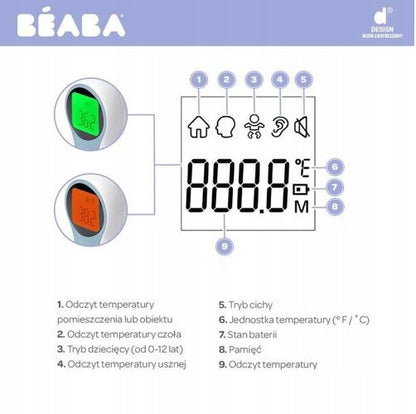 BEABA Thermospeed TERMOMETR BEZDOTYKOWY ekran LCD