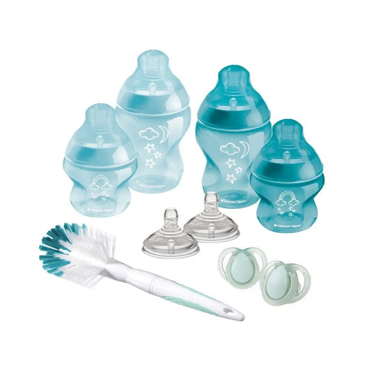 TOMMEE TIPPEE zestaw startowy butelek ANTI-COLIC closer to nature z butelkami, smoczkami i szczotką