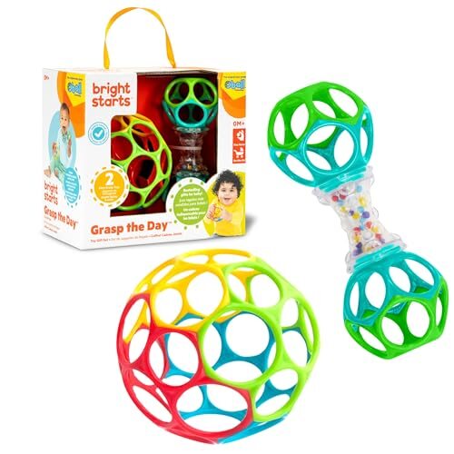 BRIGHT STARTS Oball Grasp the Day piłka z grzechotką – nowy – zdjęcie 3