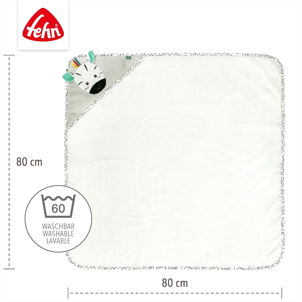 FEHN uterák s kapucňou zebra 80x80 cm