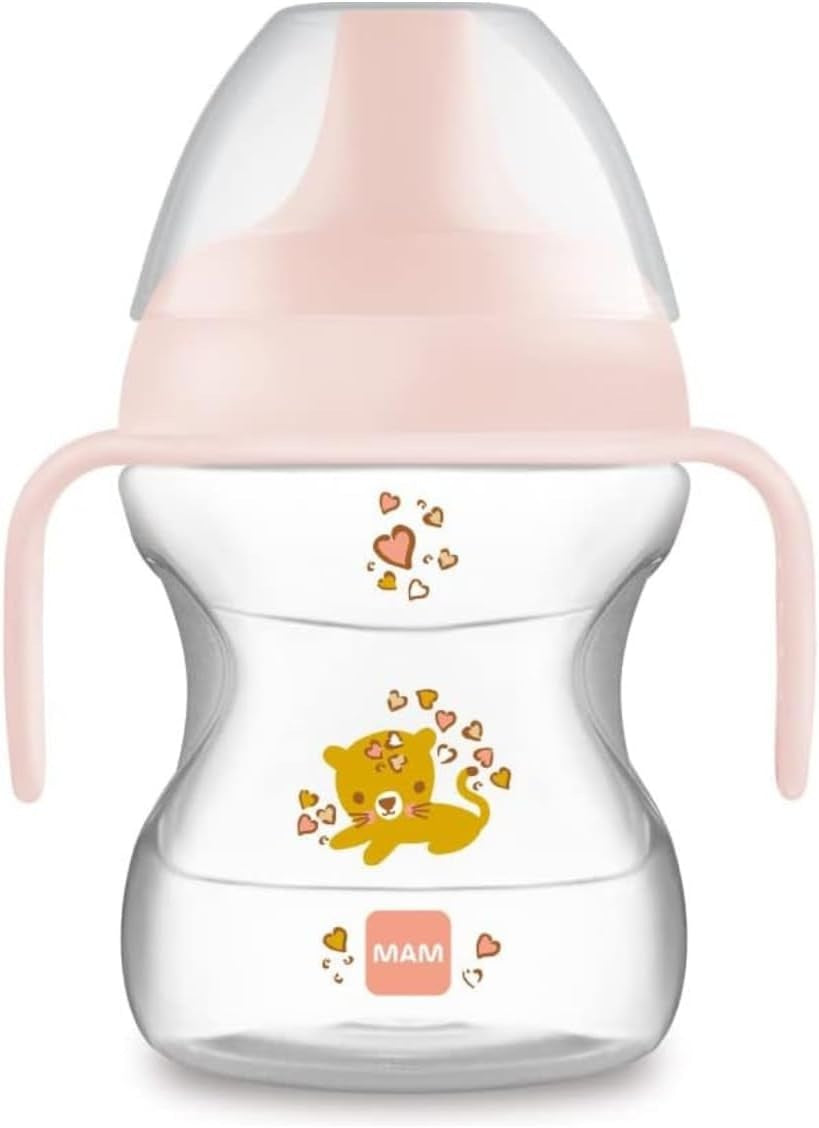 MAM Learn To Drink Cup pohárik na učenie pitia, netečúci, s náustkom, 190 ml, 6 m+, MAČKA