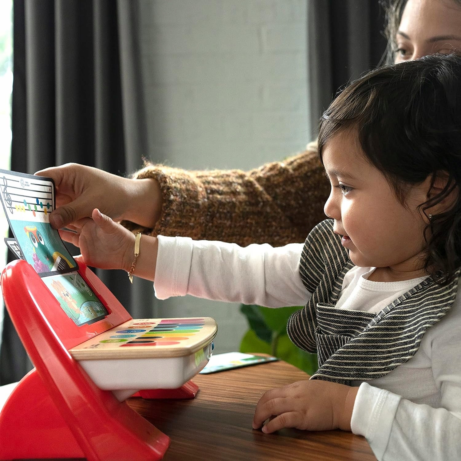 HAPE Cal's First wooden touch piano with musical notes and 6 melodies