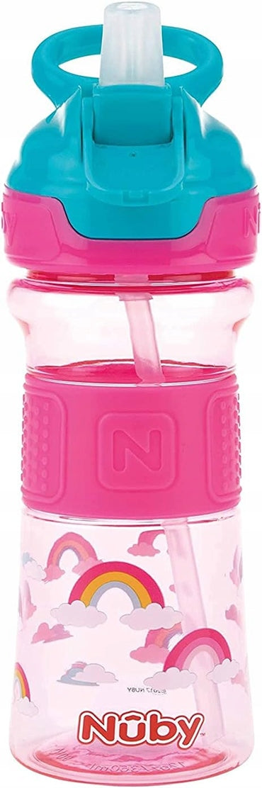NUBY Flip-it Cup bicchiere antigoccia in tritan con cannuccia e beccuccio 3m+ 360 ml