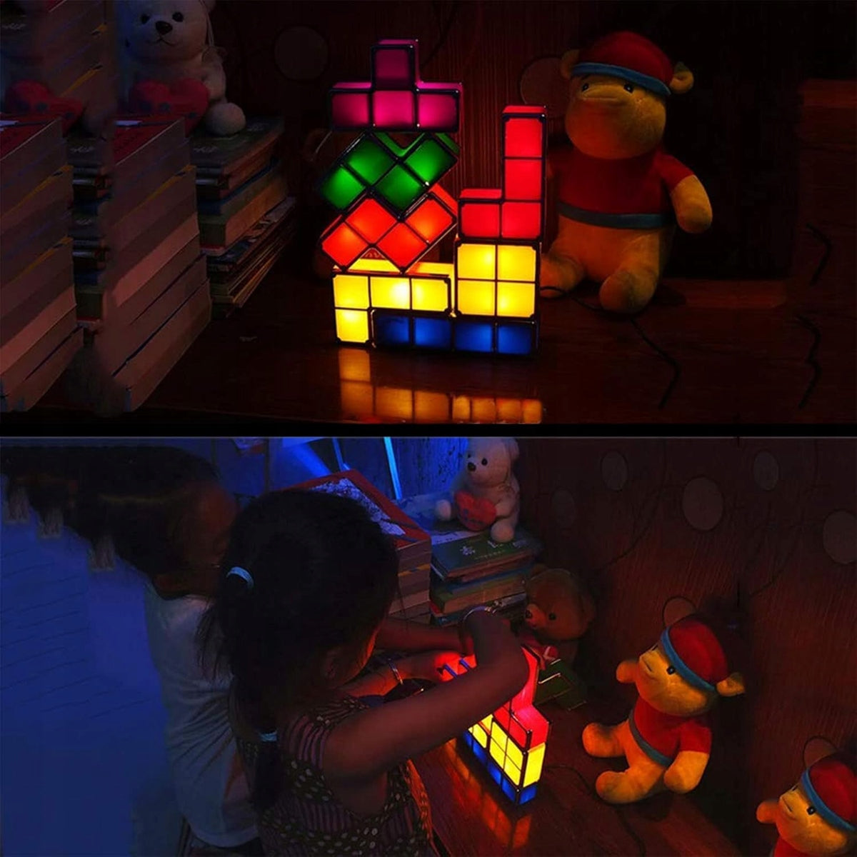 JUSTUP The Magic Block LED nočná lampička, 7 dielov, 7 farieb TETRIS