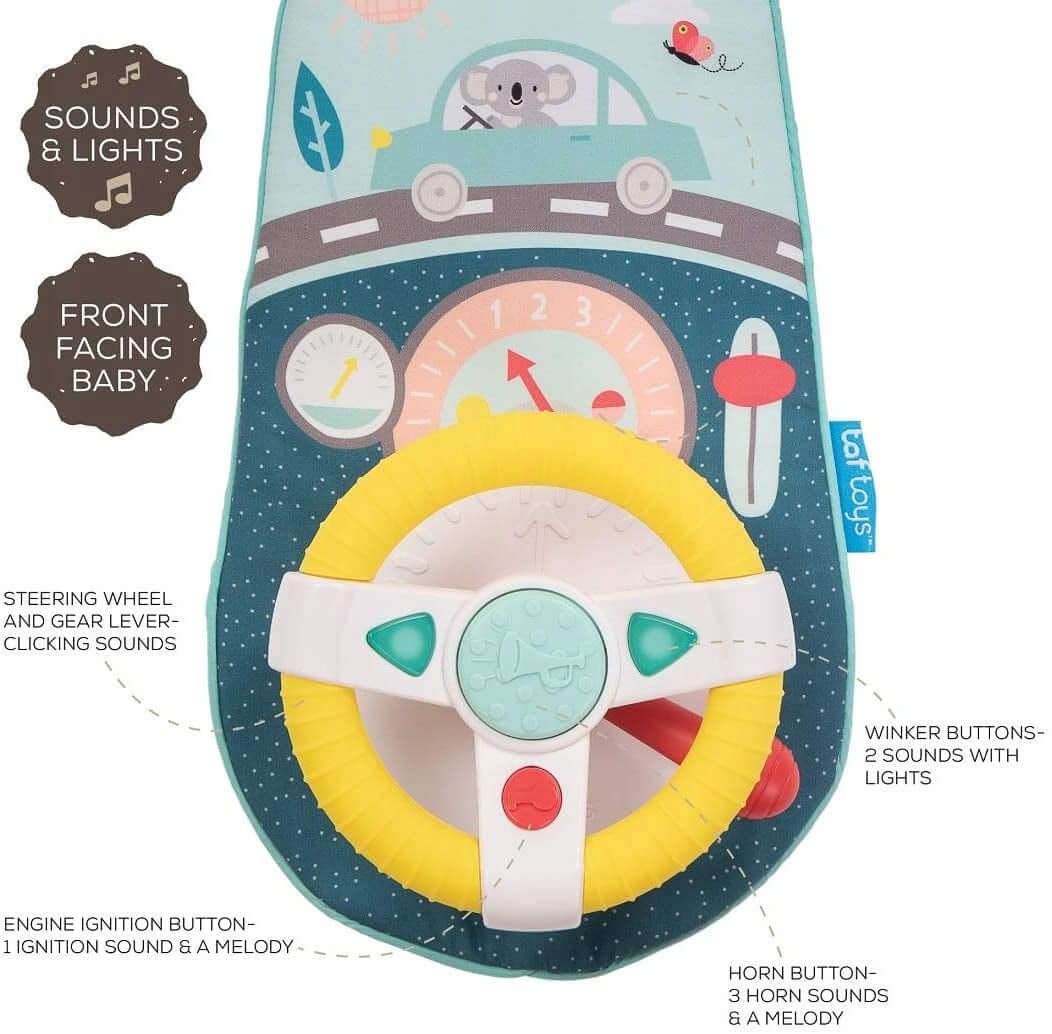 TAF TOYS kierownica dziecięca do samochodu KOALA, interaktywna mata z dźwiękami i światłami dla dziecka 12 msc+