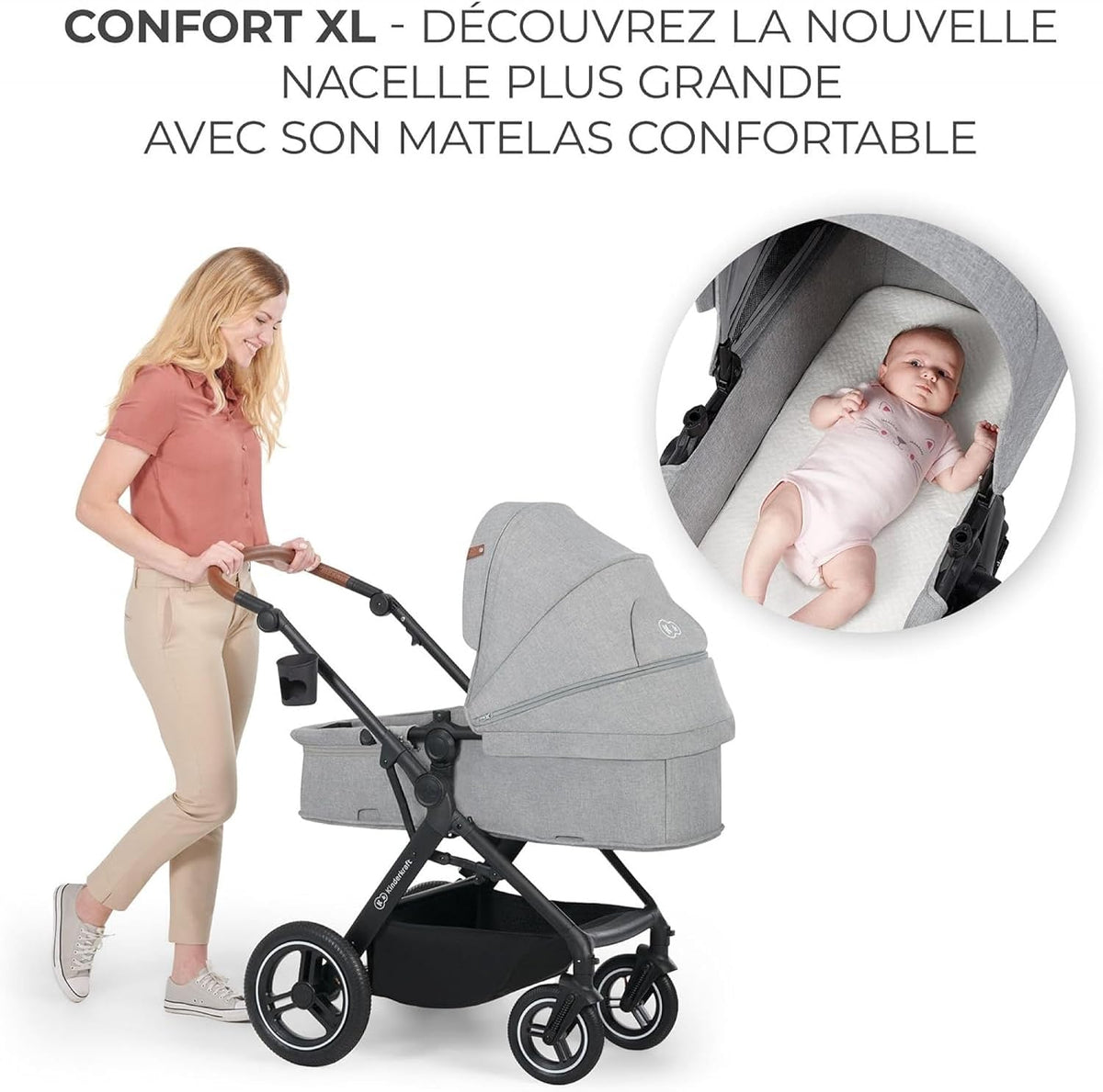 KINDERKRAFT B-TOUR 3w1 wózek wielofunkcyjny do 22kg + fotelik MINK PRO – LIGHT GREY – zdjęcie 10