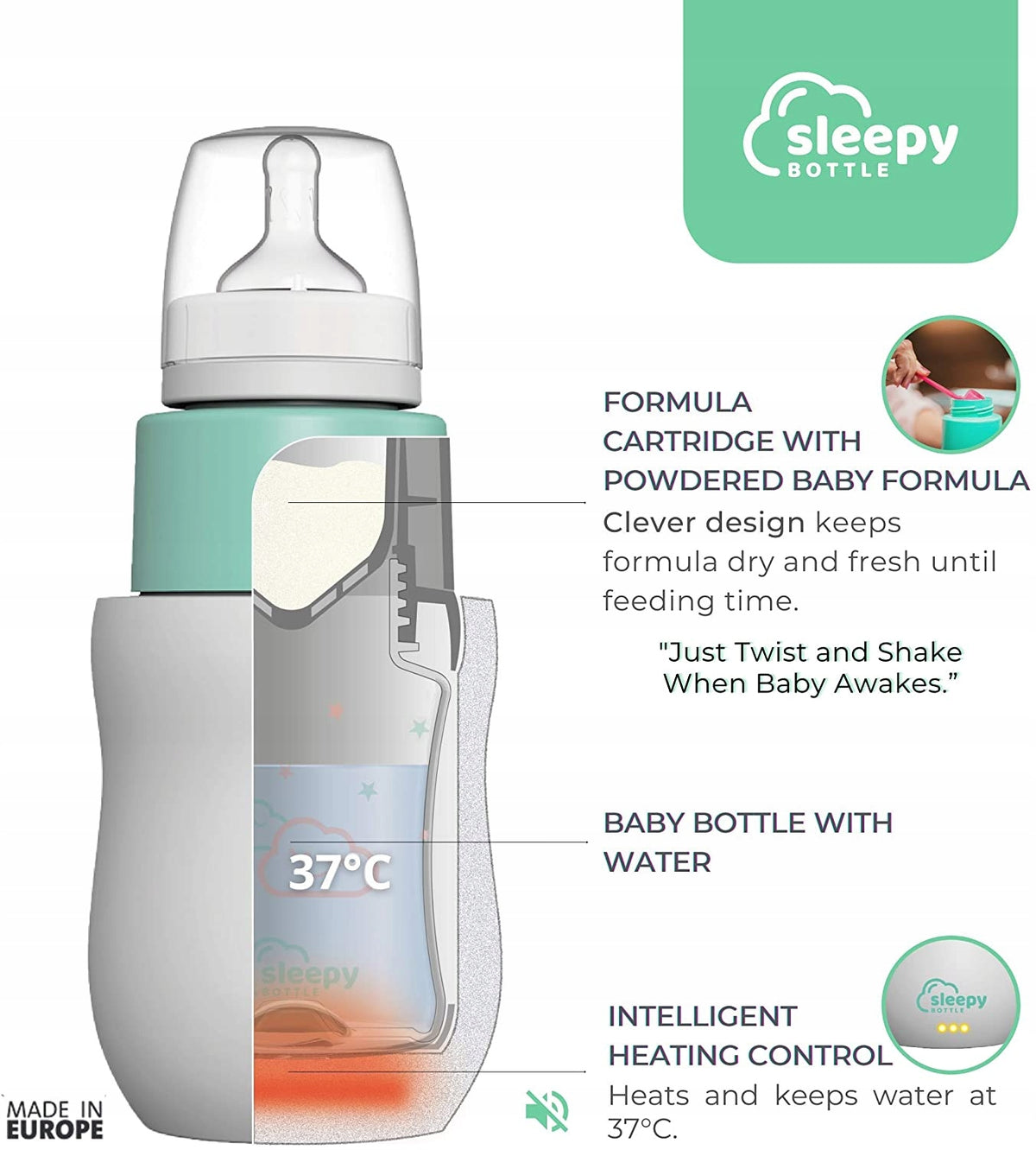 SLEEPY BOTTLE štartovacia súprava ohrievača s fľašou 1