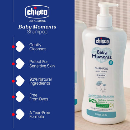 CHICCO BabyMoments šampón na vlasy 500 ml 0m+