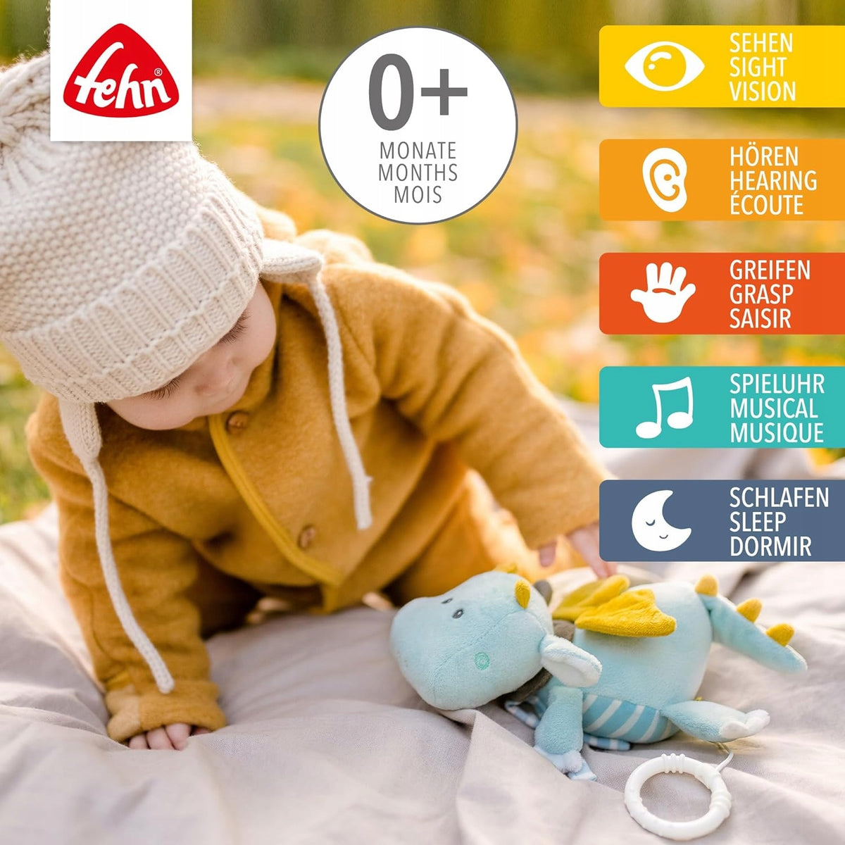 FEHN Malý zámok závesný drak 26 cm s hracou skrinkou