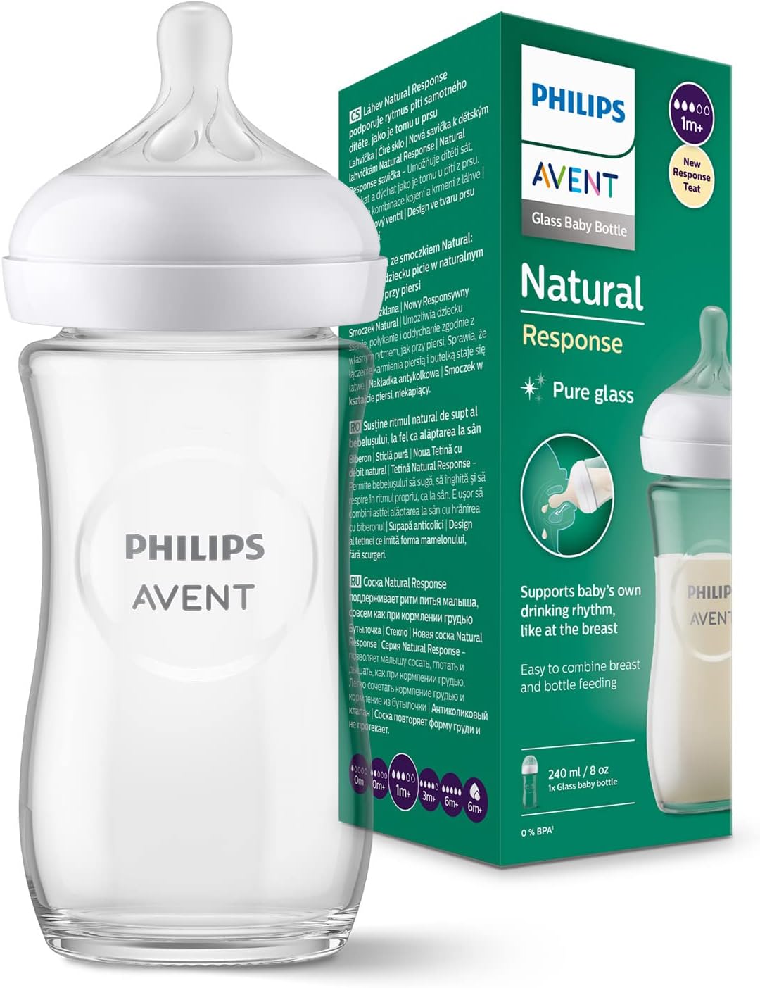 PHILIPS AVENT Natural RESPONSE fľaša 240 ml 1msc+ SKLO