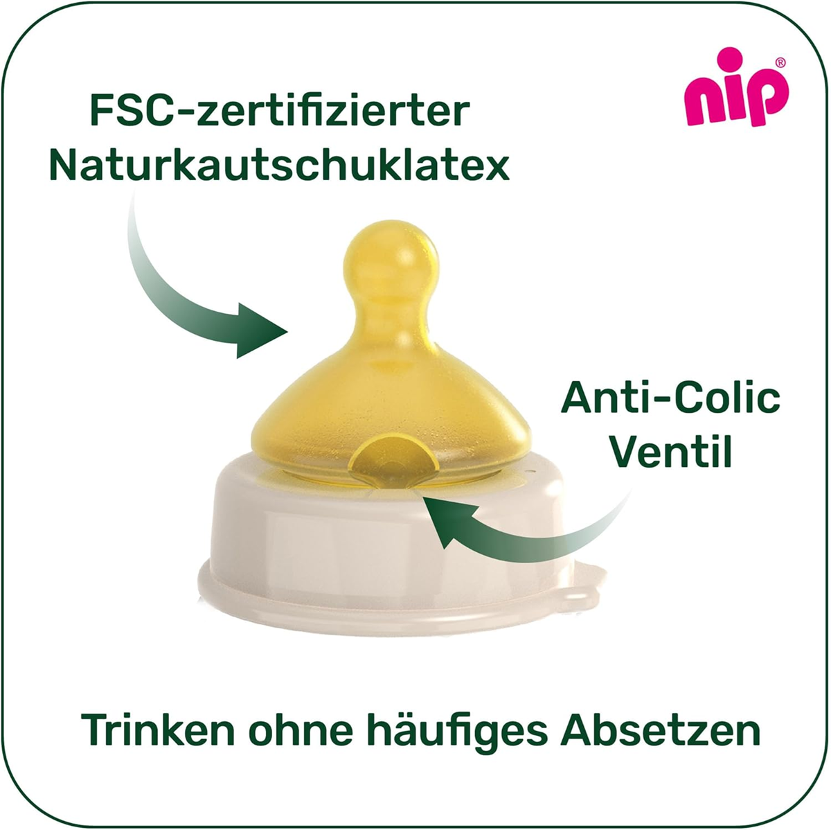NIP Cherry Green cumlík na fľašu M 0+ x2 LATEX