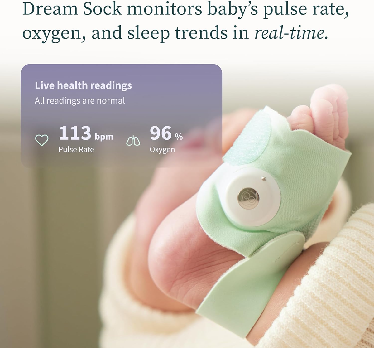 OWLET DREAM SOCK intelligent oxygen level and pulse monitor for infants